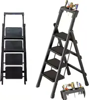4 Step Ladder,Folding Step Stool Stepladders,Folding Ladder with Non-Slip Mat...