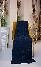 ARAN ISLE Fisherman Cable Knit Throw/Blanket 100% Virgin Wool 66.93 x 44.88 inches (Ocean Blue), IFT192