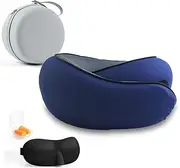 SeOnAn Neck Pillow Set for Travel, Flight, or Car (Incl. Sleep-mask, Ear-Plug) (Navy)
