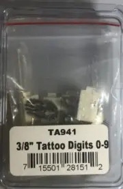 Veterinary Livestock 3/8" Ear Tattoo Digits 0-9 Bunnies Dogs Goats Cattle Pigs