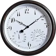 38 cm Outdoor Garden Wall Clock 15 Inch Large Outdoor Wall Clock with Thermometer and Hygrometer Quiet Battery Operated Decorative Clock for Fence for Garden Fence Patio
