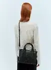 NWT {MARC JACOBS} BLACK The SMALL Tote Bag Croc Embossed Leather Tote -Crossbody