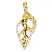 14k Yellow Gold Conch Shell Skeleton Pendant