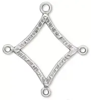 2 Antiqued Sterling Silver 24x21mm Hammered Diamond Links *