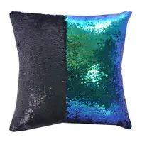 在飛比找PChome24h購物優惠-魔術DIY雙色亮片方型抱枕.靠枕(藍綠黑)