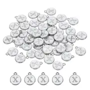 50 Pcs Alphabet X Enamel Letter Charm Enamel Initial Charm White