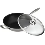 NEW Swiss Diamond Prestige Clad XD Induction Wok + Lid 32cm