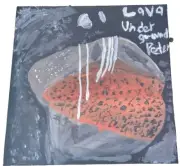 Original Abstract 36 by 36 inch Square Canvas Painting Lava Underground