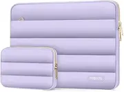 MOSISO Puffy Laptop Sleeve Compatible with MacBook Air/Pro, 13-13.3 inch Notebook, Compatible with MacBook Pro 14 inch M3 M2 M1 Chip 2024-2021, Polyester Horizontal Bag with Small Case, Purple