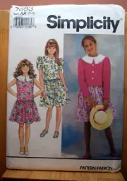 SIMPLICITY 7693 Girls Dress or Culotte Dress & Jacket Size 7-10 Pattern