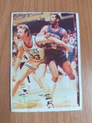 1989 "Ćao Muflon" NBA Sticker #48 – Larry Bird & Adrian Dantley – Yugoslav VTG