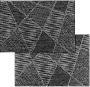 Annhua Placemats for Dining Table PVC Table Mats Set of 2, 17.7 x 11.8 inches Kitchen Placemats Waterproof Table Place Mat - Heat Resistant & Washable|Black|Geometric Patterns