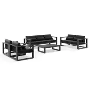 Santorini 3+2+1+1 Outdoor Aluminium Lounge Set with Coffee Table Charcoal - Denim Grey