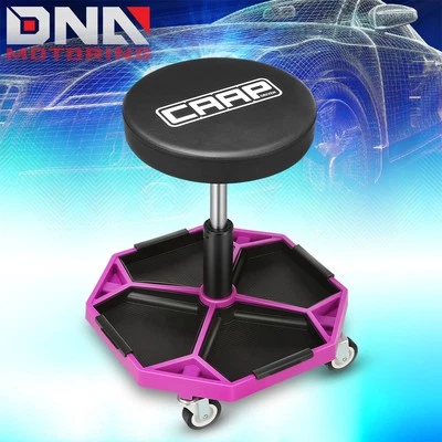Mechanic Pneumatic Adjustable Rooling Tool Seat Workshop Stool Chair Purple
