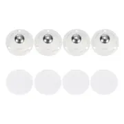 4Pcs Mini Self Adhesive Caster Wheels, 1.77" x 0.87" - Steel Beads (White)