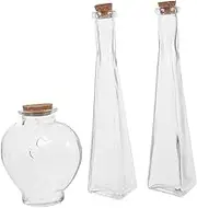 Kichvoe 3Pcs Heart Shaped Glass Wishing Bottles Multi Function Prismatic Containers for DIY Wedding Sand Ceremony and Decorative Use Transparent Design for Creative