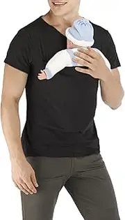 [KJSAGFIUGF] Kangaroo Shirt for Dad and Baby, Kangaroo Shirt for Mom and Baby, Dad Baby Carrier Shirt (Male-Black,L)