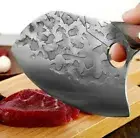 Forged Cleaver Knife Stainless Steel Wood Handle Hammered Chef Slicing Butcher L
