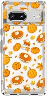 [Blingy's] Google Pixel 7 Pro Case, Fun Fall Pumpkin with Autumn Leaves Cute Dessert Design Transparent Soft TPU Protective Clear Case Compatible for Google Pixel 7 Pro (Pumpkin Pie)