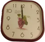 Plastic Wall Decorative Clock (10") , Purple rim, GRAPES