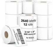 (2640 Labels/12 Rolls) Labelebal Compatible with DYMO 30323,2-1/8" x 4"(54mm x 101mm) Direct Thermal Labels, Shipping Replacement Labels Compatible for DYMO LabelWriter Printer (NOT for 550,5XL)