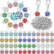[Sureio] 120 Pieces Crystal Dangle Charms Pendants with Lobster Clasp Crystal Birthstone Charms Handmade Dangle Bead Charms DIY Round Jewelry Charms for Jewelry Earring Accessory, 12 Colors