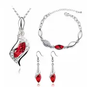 2Set 3 Pcs / Set Fashion Crystal Necklace Earring Bracelet Set(Red)