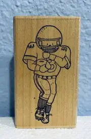 Football Player Wood Mounted Rubber Stamp Touchdown Tommy Imprint Factory NEW