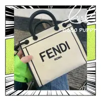 在飛比找蝦皮購物優惠-二手精品 FENDI 芬迪 ROMA 黑線刺繡LOGO 帆布