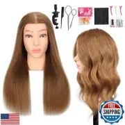 MQHIHI Mannequin Head Human Hair, 100% Real Hair Cosmetology Manikin Head for