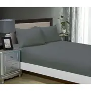 Super Soft Fitted Sheet & 2 Pillowcases Set - King Size Bed - Charcoal