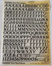 Chartpak Velvet Touch Lettering Souvenir Med. Italic 60pt/M40160L Black Rub On