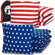 GoSports Official Regulation Cornhole Bean Bags Set (8 All Weather Bags) - America Stars and Stripes or Red and Blue - Choose Your Style