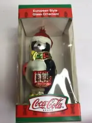 Kurt Adler Coca Cola Coke Hand Crafted European Style Glass Ornament Penguin