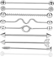 [WRITWAA] Stainless Steel Ear Studs Industrial Barbell Earring Arrows Screw Piercing Jewelry Set