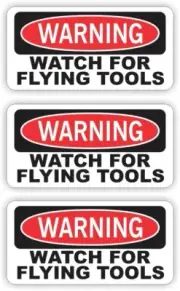 3x funny Watch for Flying Tools Hard Hat Stickers Toolbox Helmet Decals Mechanic
