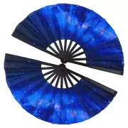 2Pcs Folding Fan Handheld Nylon Cloth Foldable Hand Fan Chinese Fu6372