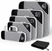 INONIX packing cubes, Travel Compression Storage Cube Tissue Bag, 6 Portable Pouches, Expandable Suitcase Organiser Bag Set, as a male/female travel accessory.