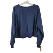 Colsie Inside Out Long Sleeve Crop Sweatshirt, Navy, Size L, NWT