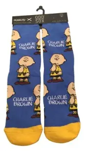 Peanuts Charlie Brown Men's Crew Socks Size 6-13 Odd Sox Blue