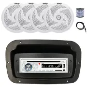 Pyle Marine CD Radio,Adapter,Spa Bezel, Antenna,Wire, 4x 6'' 240W White Speakers