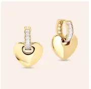 Daniela Swaebe LOVEBEAT 1.5CTW HEART & BAGUETTE HUGGIE EARRINGS New