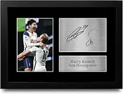 HWC Trading FR A4 Harry Kane & Son Heung-min Tottenham Hotspurs Spurs Gifts Printed Signed Autograph Picture for Football Fans and Supporters - A4 Framed
