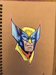 Wolverine Sketch 100 Page Spiral Notebook 5" x 7" Brown Cardstock Cover Painted