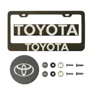 Fit Toyota T304 Laser Etching SS Polish Black Chrome License Frame w/Metal Cap