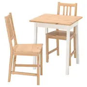 PINNTORP / PINNTORP table and 2 chairs, light brown stained white stained/light brown stained, 65 cm