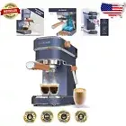 Professional 20 Bar Espresso Machine with Creamy Milk Frother - Navy Blue Design