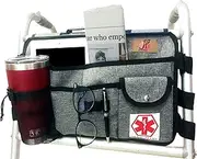 P & F Deluxe Walker Bag With Cup Holder - Accessories Attachments Pouch for Rollator or Folding Walker (Grey)