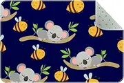 Entrance Doormats for Indoor Outdoor Entry Garage High Traffic Areas Shoe Rugs, Super Absorbent Door Mats Koala Babies Sleeping On Eucalyptus Branches and Yellow Bees 35 x 24 Inch