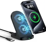 Wireless Charger, 15 W Qi Inductive Charging Station, Induction Charger, Wireless Charger, Mobile Phone Stand for Samsung Galaxy S24 Ultra/S23/S22/S21/Note 21/20/10, Google Pixel 8/7/6/5, iPhone